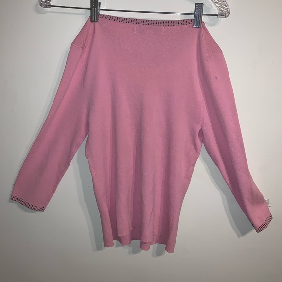 PINK Women’s Size Small David Brooks Rayon Sweater w Bow and Dots - Picture 4 of 6